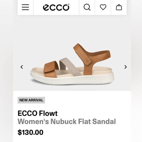ECCO Flowt 2 Band Womens Tan Lion Sandals. Sz- 39 EU 8-8.5 US